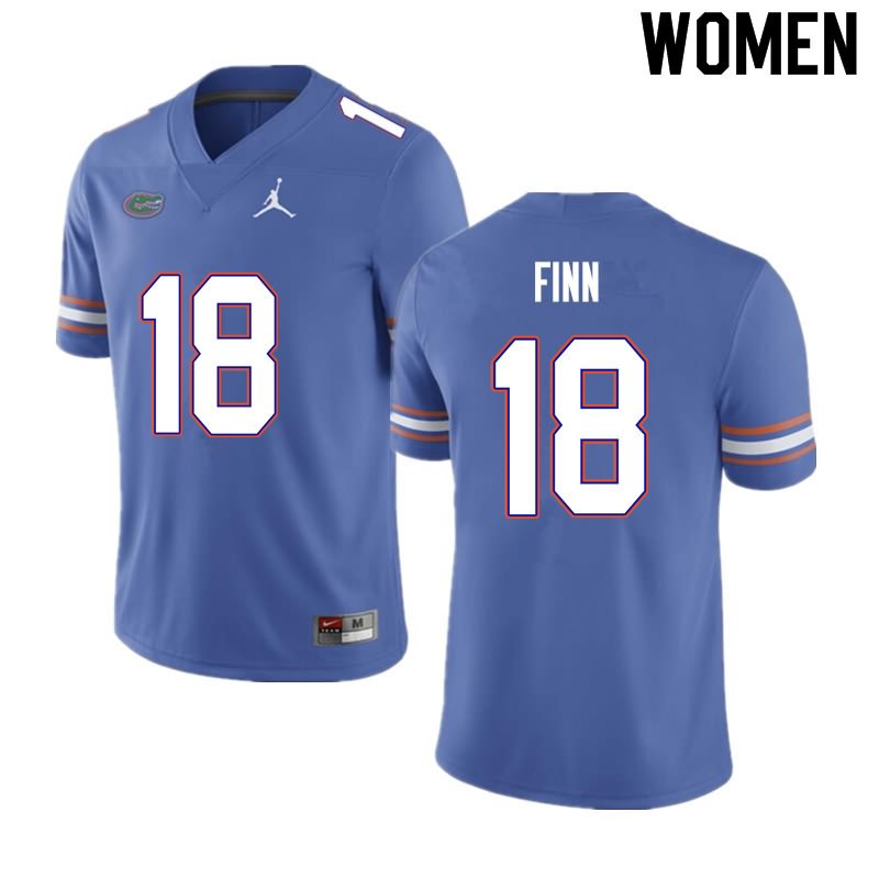 Women's NCAA Florida Gators Jacob Finn #18 Stitched Authentic Nike Blue College Football Jersey NGJ0065MD